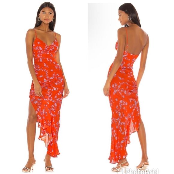 NEW Nicholas Triangle Top Silk Slip Dress Poppy Floral Size 6 - Picture 1 of 13